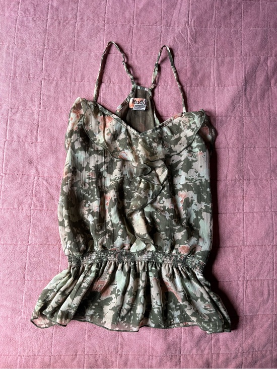 Mudd Tops - Mudd Y2K 90s floral tank top Green Pink White- Juniors S